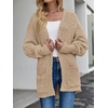 MEROKEETY Women’s Fuzzy Popcorn Oversized Sherpa Chenille Cardigan Sweaters(Sand)