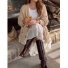MEROKEETY Women’s Fuzzy Popcorn Oversized Sherpa Chenille Cardigan Sweaters(Sand)