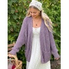 MEROKEETY Women’s Fuzzy Popcorn Oversized Sherpa Chenille Cardigan Sweaters(Taro)