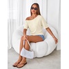 MEROKEETY Women’s Off The Shoulder Summer Short Sleeve Going Out Y2k Tops(Beige)