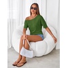 MEROKEETY Women’s Off The Shoulder Summer Short Sleeve Going Out Y2k Tops(Green)