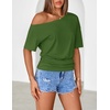 MEROKEETY Women’s Off The Shoulder Summer Short Sleeve Going Out Y2k Tops(Green)