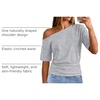 MEROKEETY Women’s Off The Shoulder Summer Short Sleeve Going Out Y2k Tops(Grey)