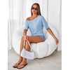 MEROKEETY Women’s Off The Shoulder Summer Short Sleeve Going Out Y2k Tops(Lightblue)