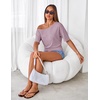 MEROKEETY Women’s Off The Shoulder Summer Short Sleeve Going Out Y2k Tops(Lightpurple)