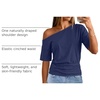 MEROKEETY Women’s Off The Shoulder Summer Short Sleeve Going Out Y2k Tops(Navy)