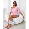 MEROKEETY Women’s Off The Shoulder Summer Short Sleeve Going Out Y2k Tops(Pink)