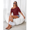 MEROKEETY Women’s Off The Shoulder Summer Short Sleeve Going Out Y2k Tops(Wine)