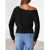 MEROKEETY Women’s Off The Shoulder Tops Long Sleeve Fall Going Out Shirts(Black)