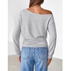 MEROKEETY Women’s Off The Shoulder Tops Long Sleeve Fall Going Out Shirts(Grey)