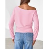 MEROKEETY Women’s Off The Shoulder Tops Long Sleeve Fall Going Out Shirts(Pink)