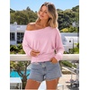 MEROKEETY Women’s Off The Shoulder Tops Long Sleeve Fall Going Out Shirts(Pink)