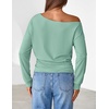 MEROKEETY Women’s Off The Shoulder Tops Long Sleeve Fall Going Out Shirts(Sage)
