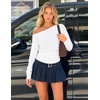 MEROKEETY Women’s Off The Shoulder Tops Long Sleeve Fall Going Out Shirts(White)