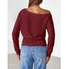 MEROKEETY Women’s Off The Shoulder Tops Long Sleeve Fall Going Out Shirts(Wine)