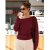 MEROKEETY Women’s Off The Shoulder Tops Long Sleeve Fall Going Out Shirts(Wine)