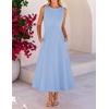 MEROKEETY Women’s Semi Formal Cocktail Wedding Guest A Line Maxi Dresses(Blue)