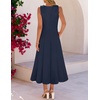 MEROKEETY Women’s Semi Formal Cocktail Wedding Guest A Line Maxi Dresses(Navy)