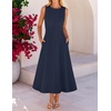 MEROKEETY Women’s Semi Formal Cocktail Wedding Guest A Line Maxi Dresses(Navy)