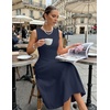 MEROKEETY Women’s Semi Formal Cocktail Wedding Guest A Line Maxi Dresses(Navy)