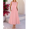 MEROKEETY Women’s Semi Formal Cocktail Wedding Guest A Line Maxi Dresses(Pink)