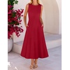 MEROKEETY Women’s Semi Formal Cocktail Wedding Guest A Line Maxi Dresses(Red)