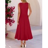 MEROKEETY Women’s Semi Formal Cocktail Wedding Guest A Line Maxi Dresses(Red)