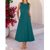 MEROKEETY Women’s Semi Formal Cocktail Wedding Guest A Line Maxi Dresses(Teal)