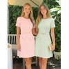 MEROKEETY Women’s Summer Business Casual Work Office Mini Dress(Lightgreen)