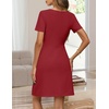 MEROKEETY Women’s Summer Business Casual Work Office Mini Dress(Wine)