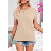 MEROKEETY Womens Summer Cap Sleeve Tops Business Dressy T Shirts 2026(Apricot)
