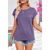 MEROKEETY Womens Summer Cap Sleeve Tops Business Dressy T Shirts 2026(Purple)