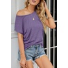MEROKEETY Womens Summer Cap Sleeve Tops Business Dressy T Shirts 2026(Purple)