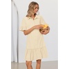 MEROKEETY Women’s Summer Casual Tshirt Dress Button Down Shift Mini Dresses(Beige)