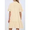 MEROKEETY Women’s Summer Casual Tshirt Dress Button Down Shift Mini Dresses(Beige)