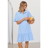 MEROKEETY Women’s Summer Casual Tshirt Dress Button Down Shift Mini Dresses(Blue)