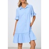 MEROKEETY Women’s Summer Casual Tshirt Dress Button Down Shift Mini Dresses(Blue)
