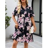 MEROKEETY Women’s Summer Casual Tshirt Dress Button Down Shift Mini Dresses(Floral Black)