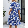 MEROKEETY Women’s Summer Casual Tshirt Dress Button Down Shift Mini Dresses(Floral Blue)
