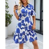 MEROKEETY Women’s Summer Casual Tshirt Dress Button Down Shift Mini Dresses(Floral Blue)