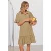 MEROKEETY Women’s Summer Casual Tshirt Dress Button Down Shift Mini Dresses(Khaki)