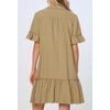 MEROKEETY Women’s Summer Casual Tshirt Dress Button Down Shift Mini Dresses(Khaki)
