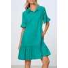 MEROKEETY Women’s Summer Casual Tshirt Dress Button Down Shift Mini Dresses(Lake Green)