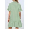 MEROKEETY Women’s Summer Casual Tshirt Dress Button Down Shift Mini Dresses(Light Green)