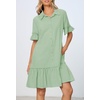 MEROKEETY Women’s Summer Casual Tshirt Dress Button Down Shift Mini Dresses(Light Green)