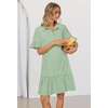 MEROKEETY Women’s Summer Casual Tshirt Dress Button Down Shift Mini Dresses(Light Green)