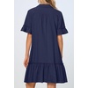MEROKEETY Women’s Summer Casual Tshirt Dress Button Down Shift Mini Dresses(Navy)
