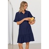 MEROKEETY Women’s Summer Casual Tshirt Dress Button Down Shift Mini Dresses(Navy)