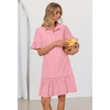 MEROKEETY Women’s Summer Casual Tshirt Dress Button Down Shift Mini Dresses(Pink)