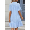 MEROKEETY Women’s Summer Casual Tshirt Dress Button Down Shift Mini Dresses(Striped Blue)